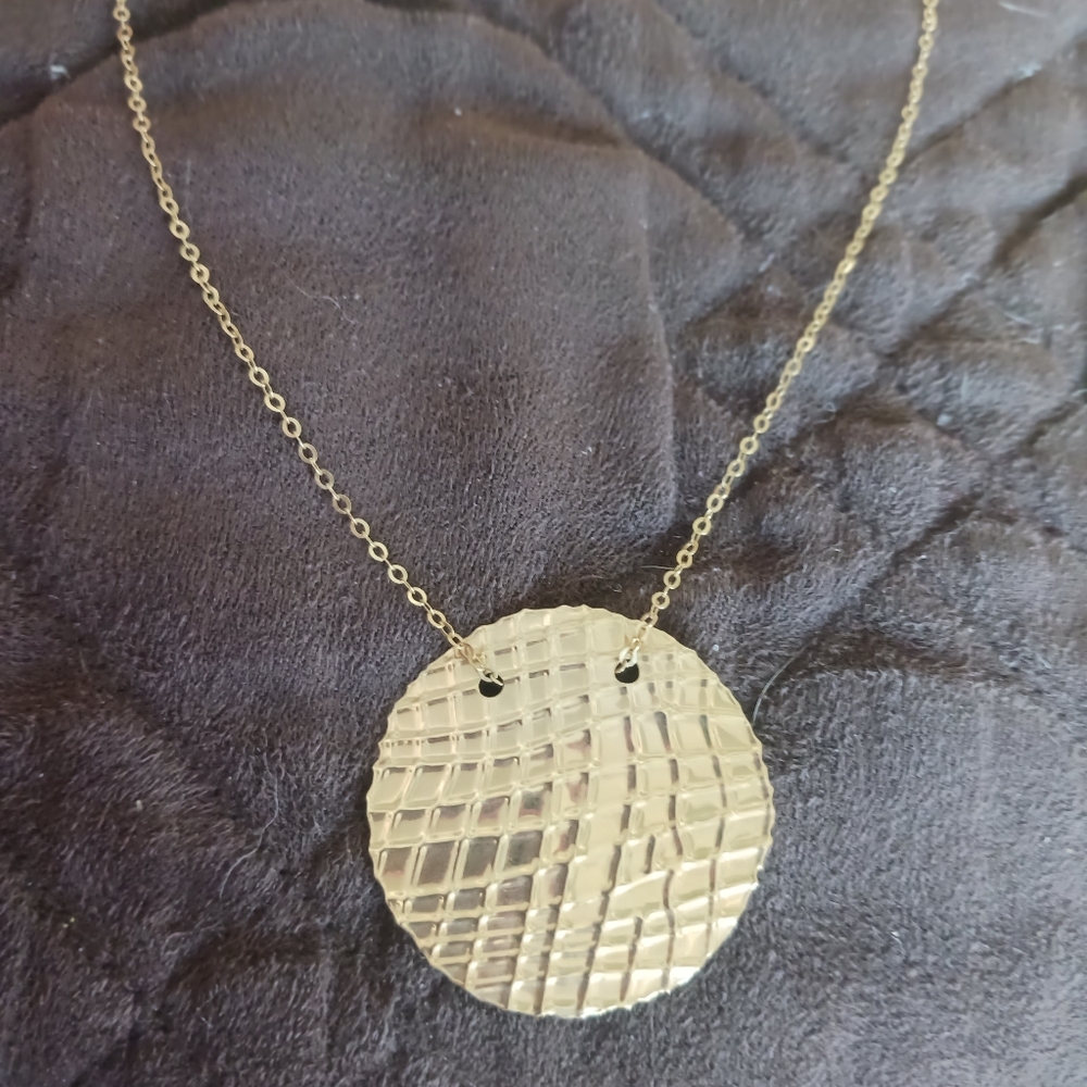 14K Gold Disc Pendant